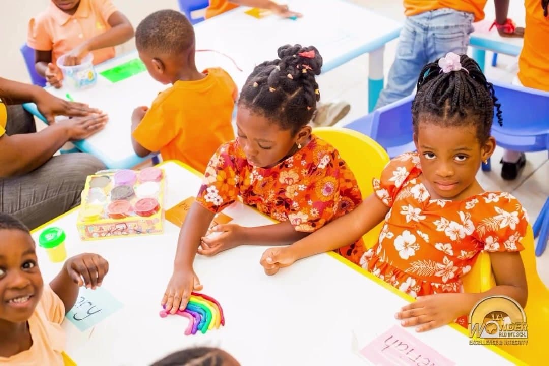 Nursery learners doing arts and crafts